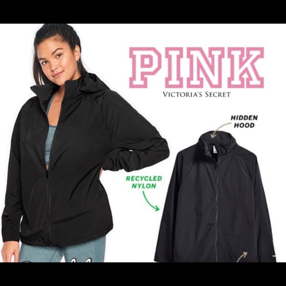 Victorias Secret Pink Black Windbreaker 